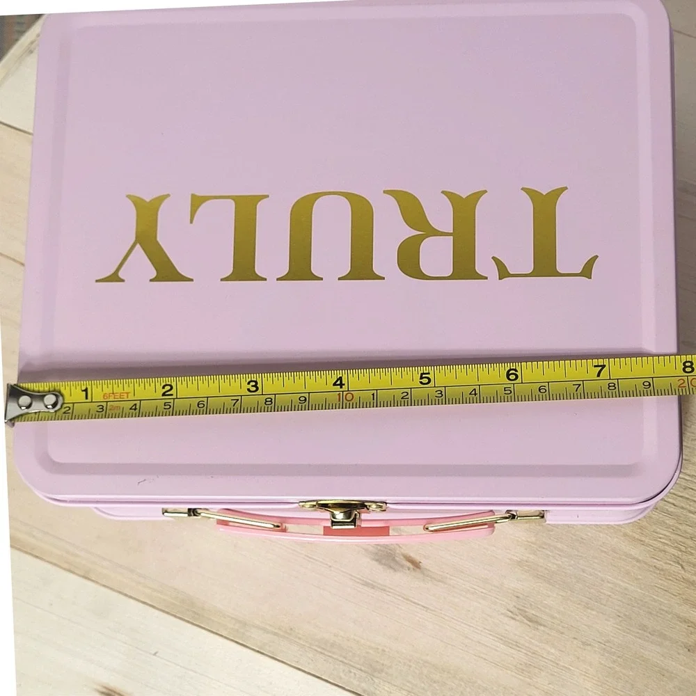 Truly Beauty Pink Metal Lunch Box Vanity Case Gold Hardware Storage Tin